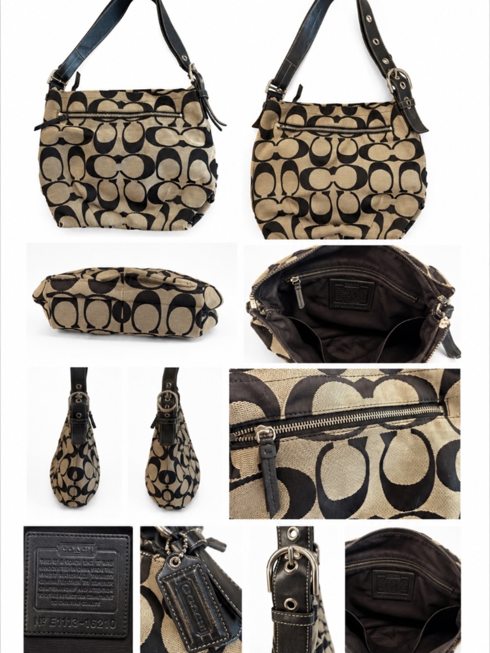 Garage Blowout • Authentic Coach Signature Canvas Hobo Purse Black Tan | Repair/